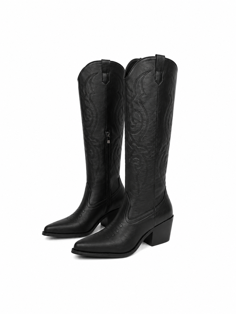 Bottes Western Hautes Brodées Femme Romane