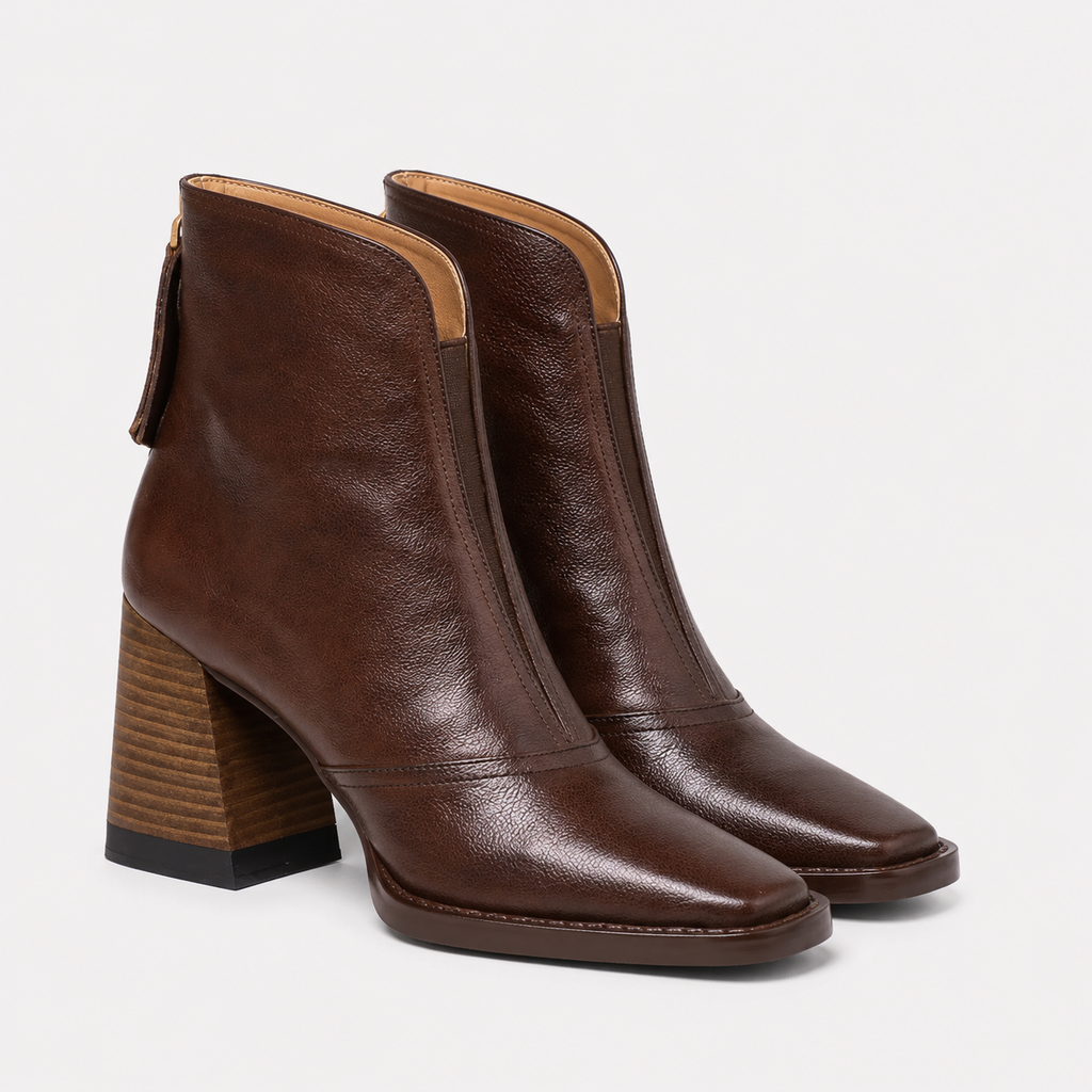 Bottines Bout Carré à Talon Carré Femme Mila