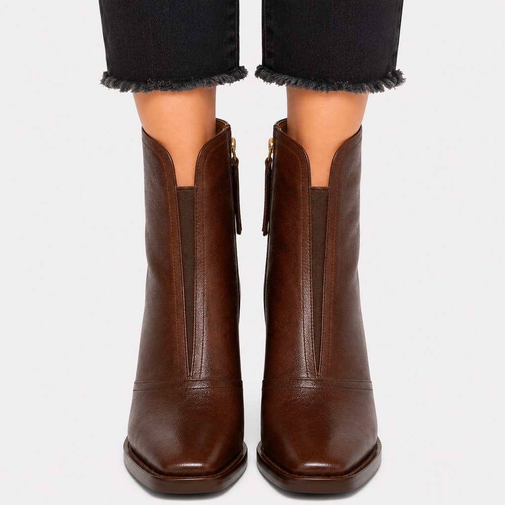 Bottines Bout Carré à Talon Carré Femme Mila