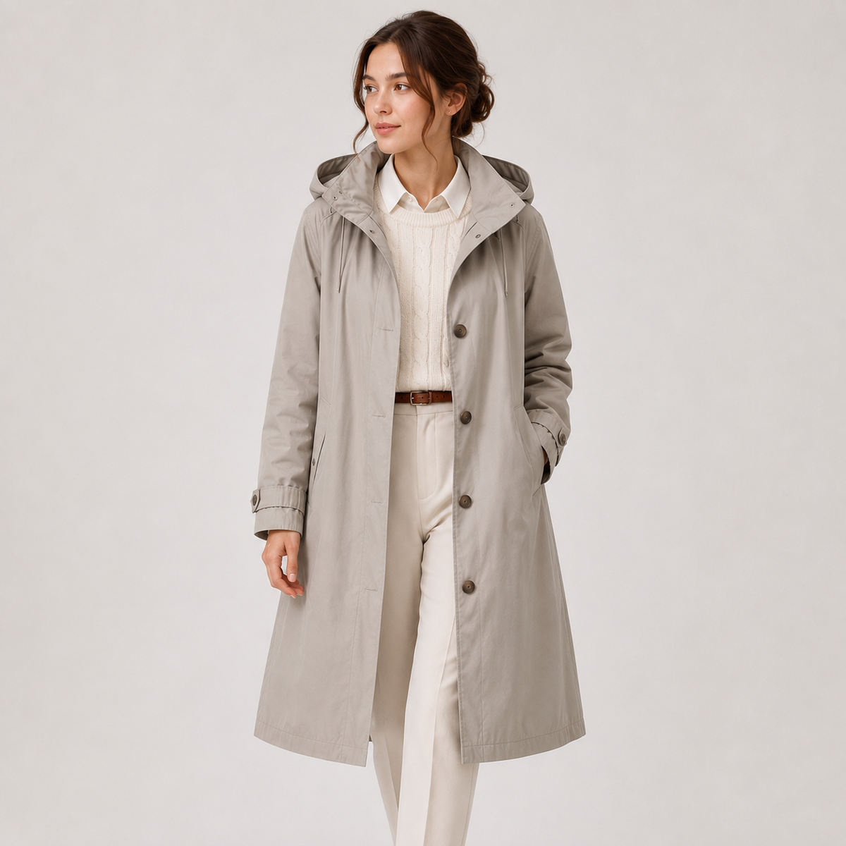 Imperméable Long à Capuche Femme Léa