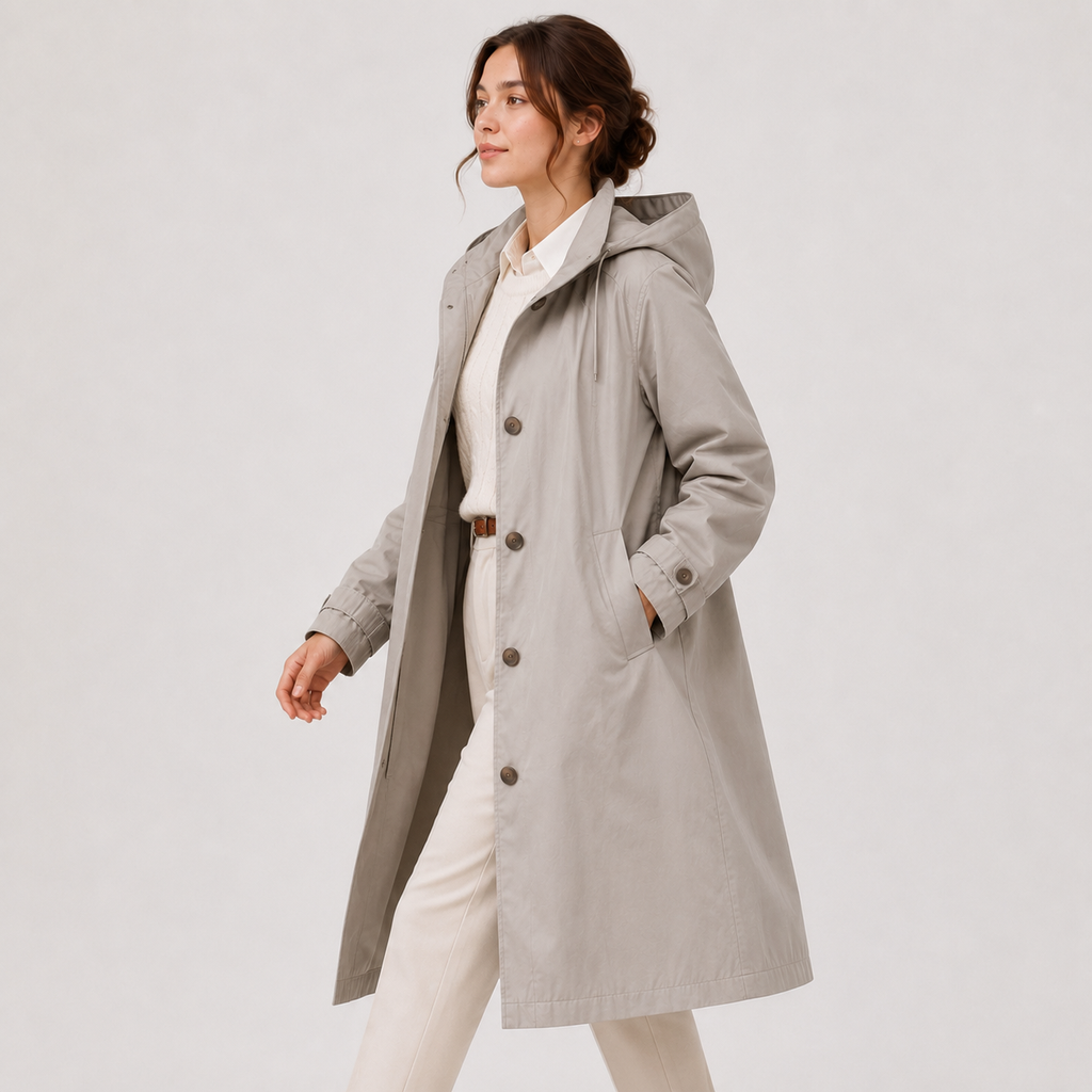 Imperméable Long à Capuche Femme Léa