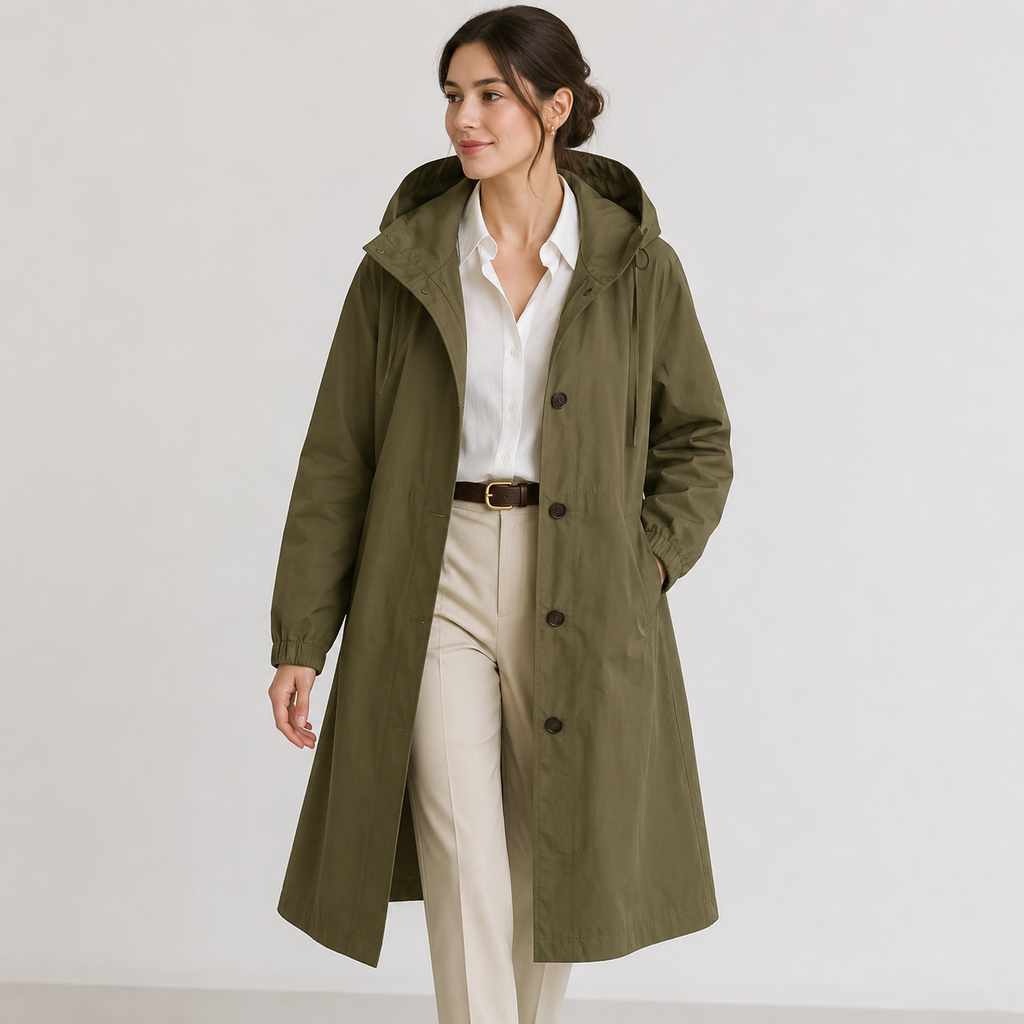 Imperméable Long à Capuche Femme Léa