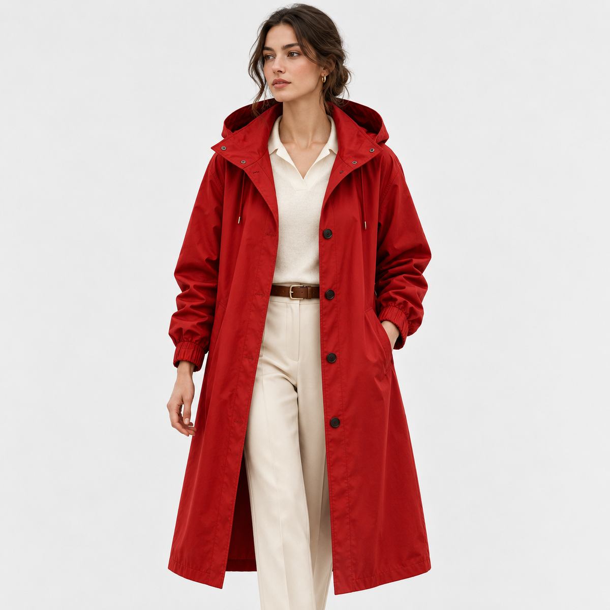 Imperméable Long à Capuche Femme Léa