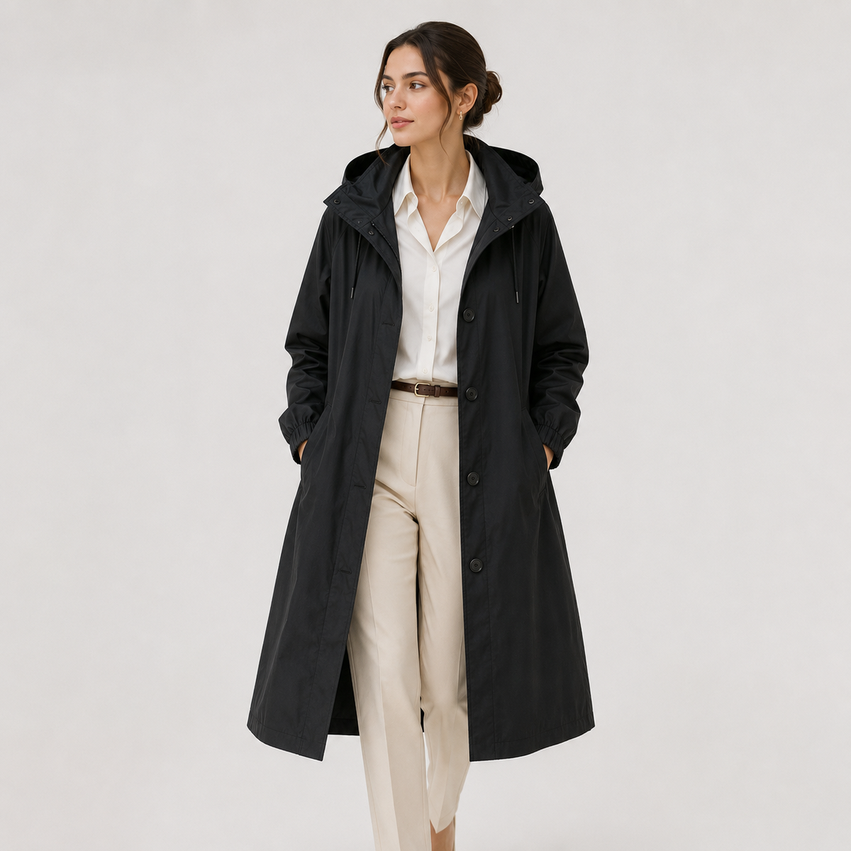 Imperméable Long à Capuche Femme Léa