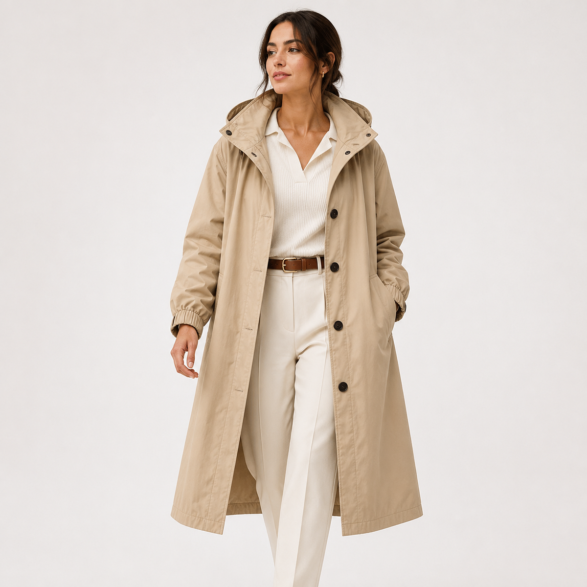 Imperméable Long à Capuche Femme Léa
