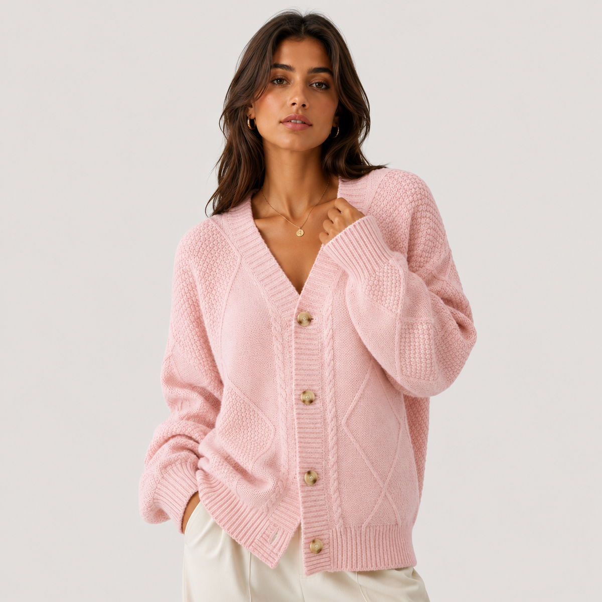 Gilet Col V en Maille Femme Agathe