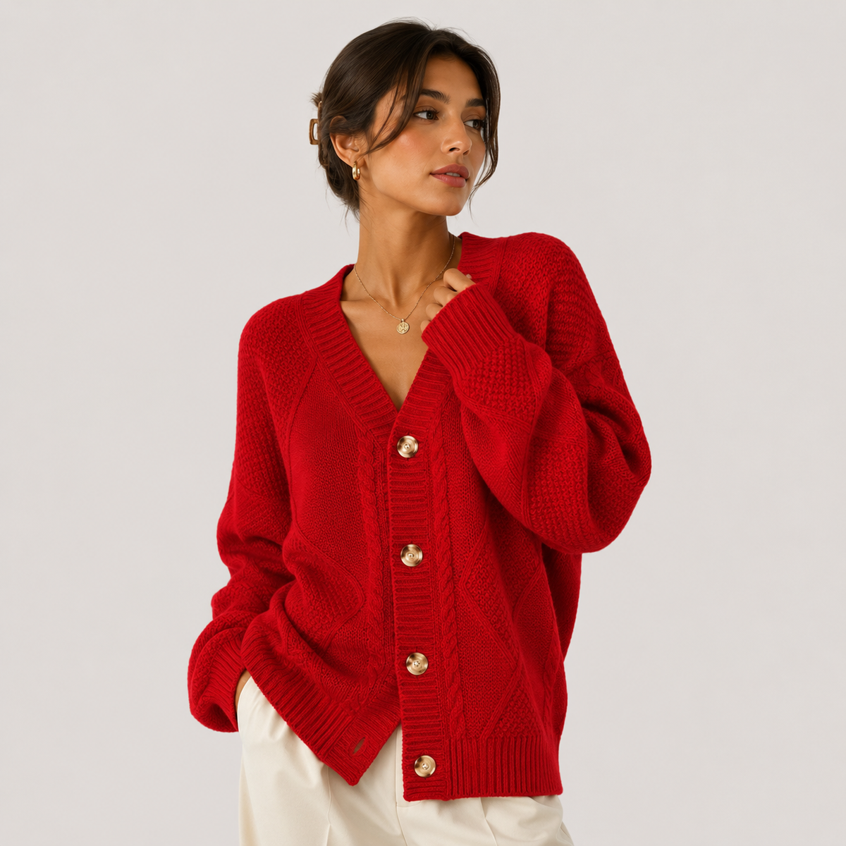 Gilet Col V en Maille Femme Agathe