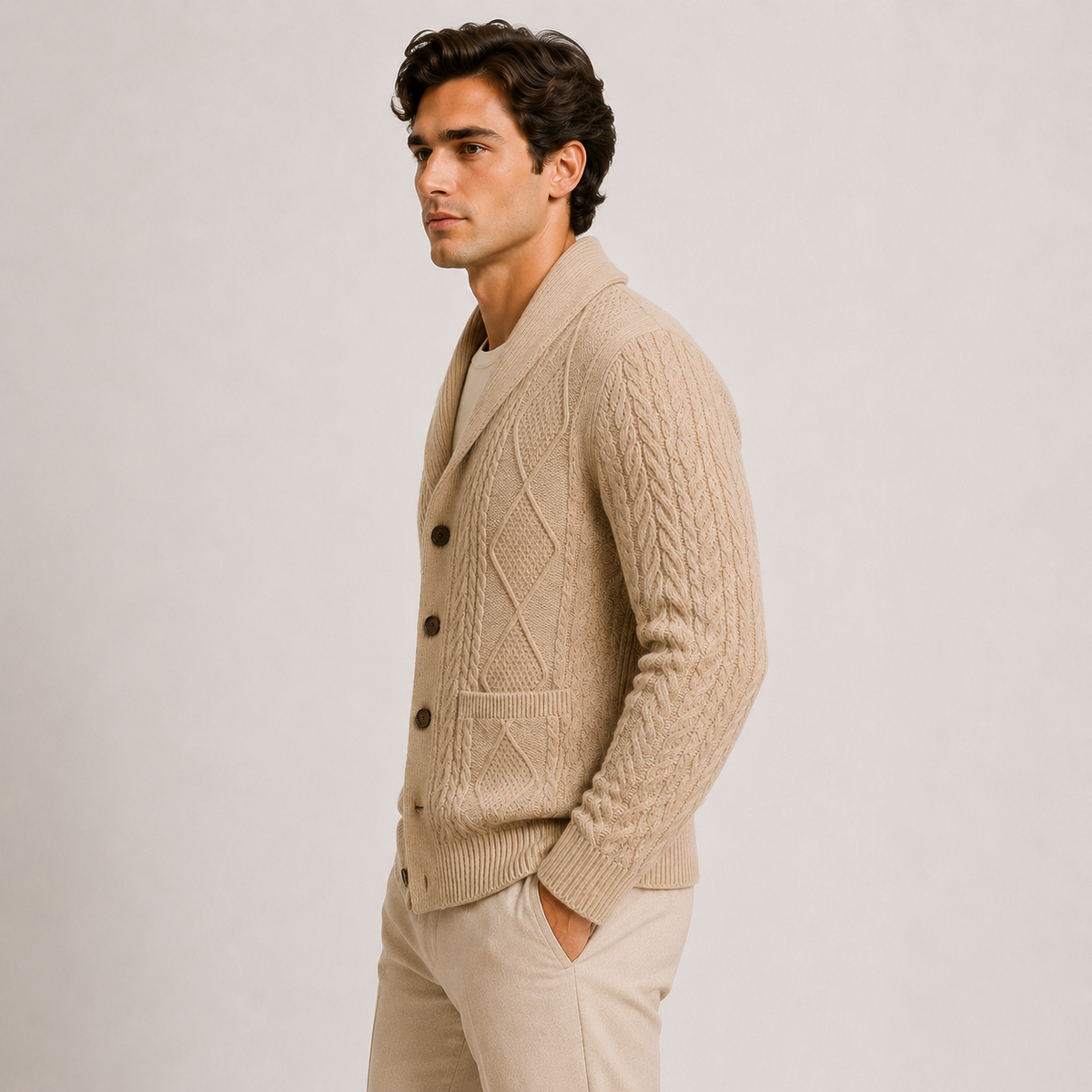 Cardigan Col Châle Torsadé Homme Arthur