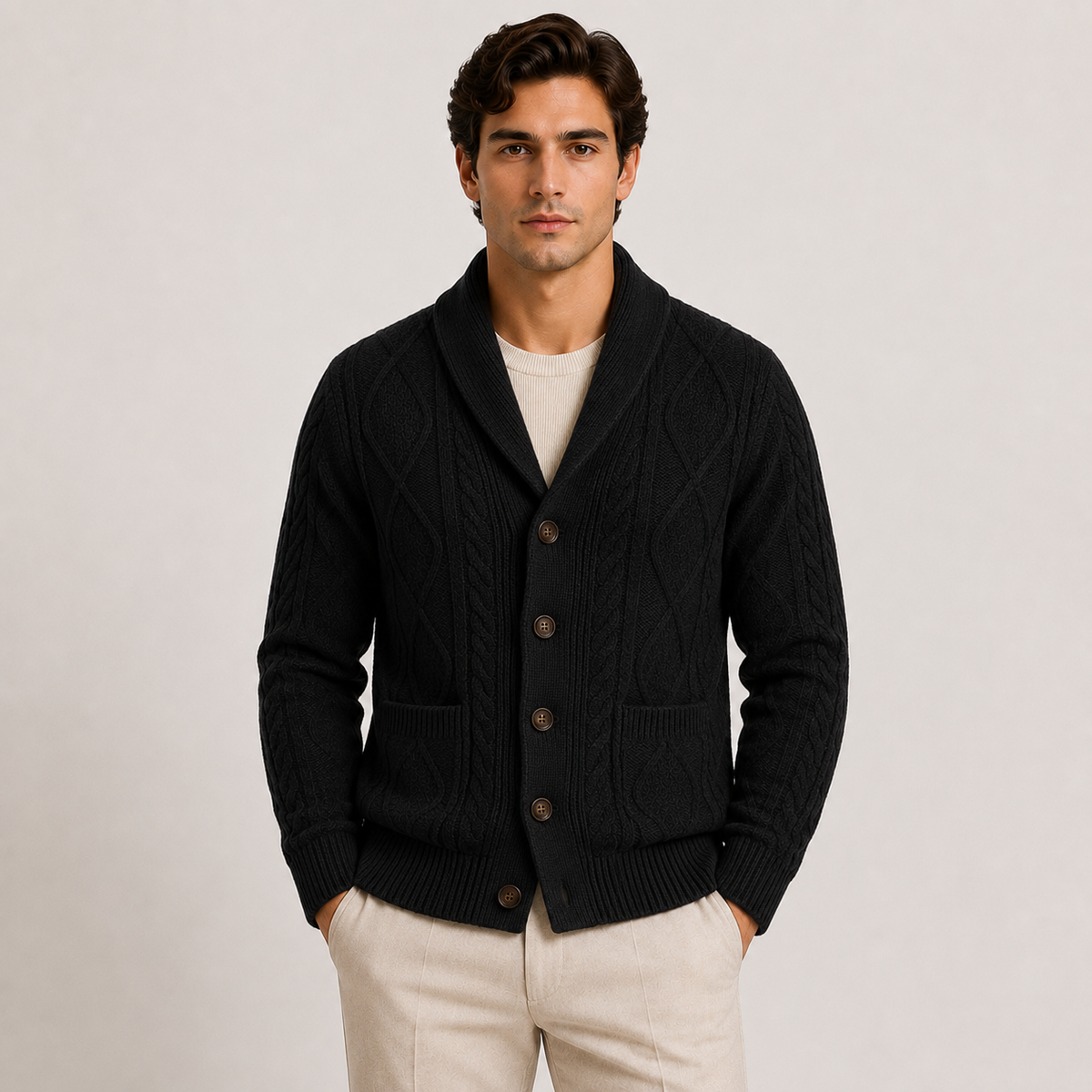 Cardigan Col Châle Torsadé Homme Arthur