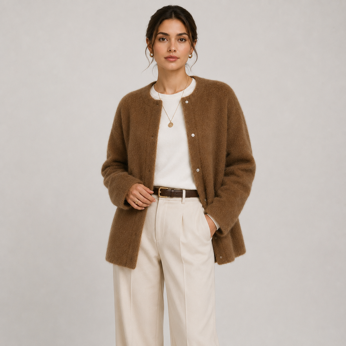 Gilet Court en Maille Col Rond Femme Manon
