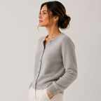 Gilet Court Col Rond en Maille Femme Iris