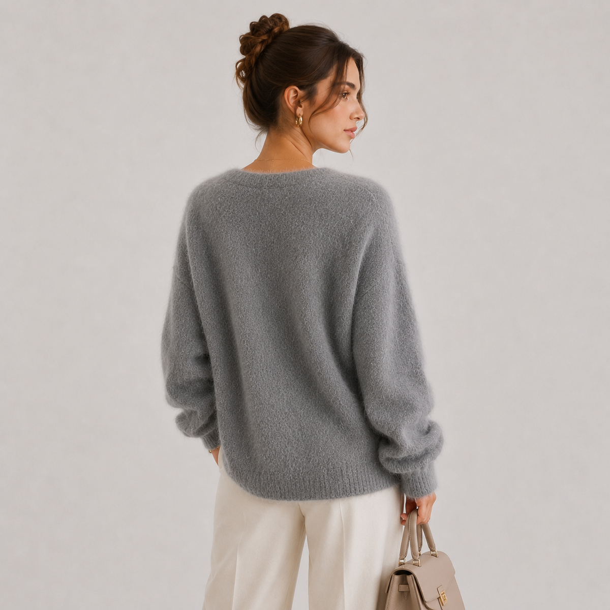 Gilet Col V en Maille Effet Mohair Femme Alice