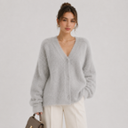 Gilet Col V en Maille Effet Mohair Femme Alice