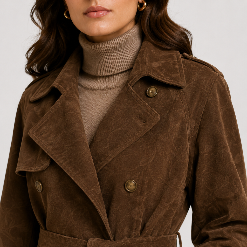 Trench Long en Suédine Ceinturé Femme Juliette