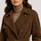 Trench Long en Suédine Ceinturé Femme Juliette