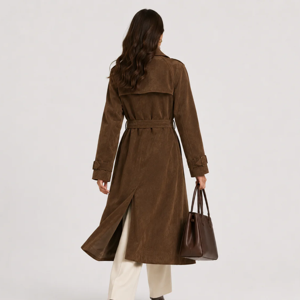 Trench Long en Suédine Ceinturé Femme Juliette