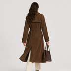 Trench Long en Suédine Ceinturé Femme Juliette