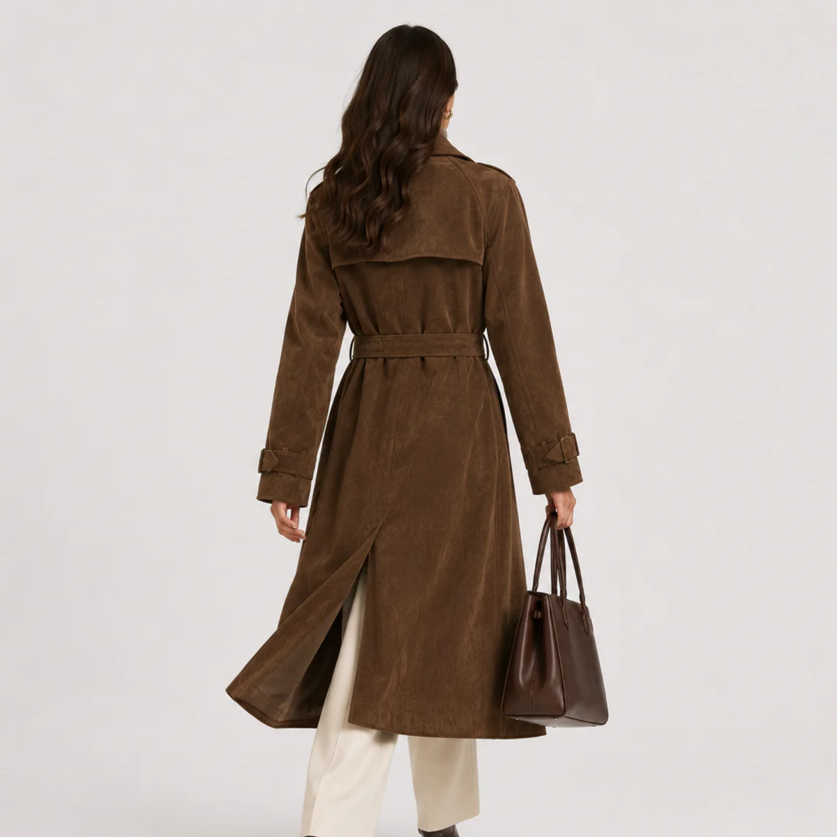 Trench Long en Suédine Ceinturé Femme Juliette
