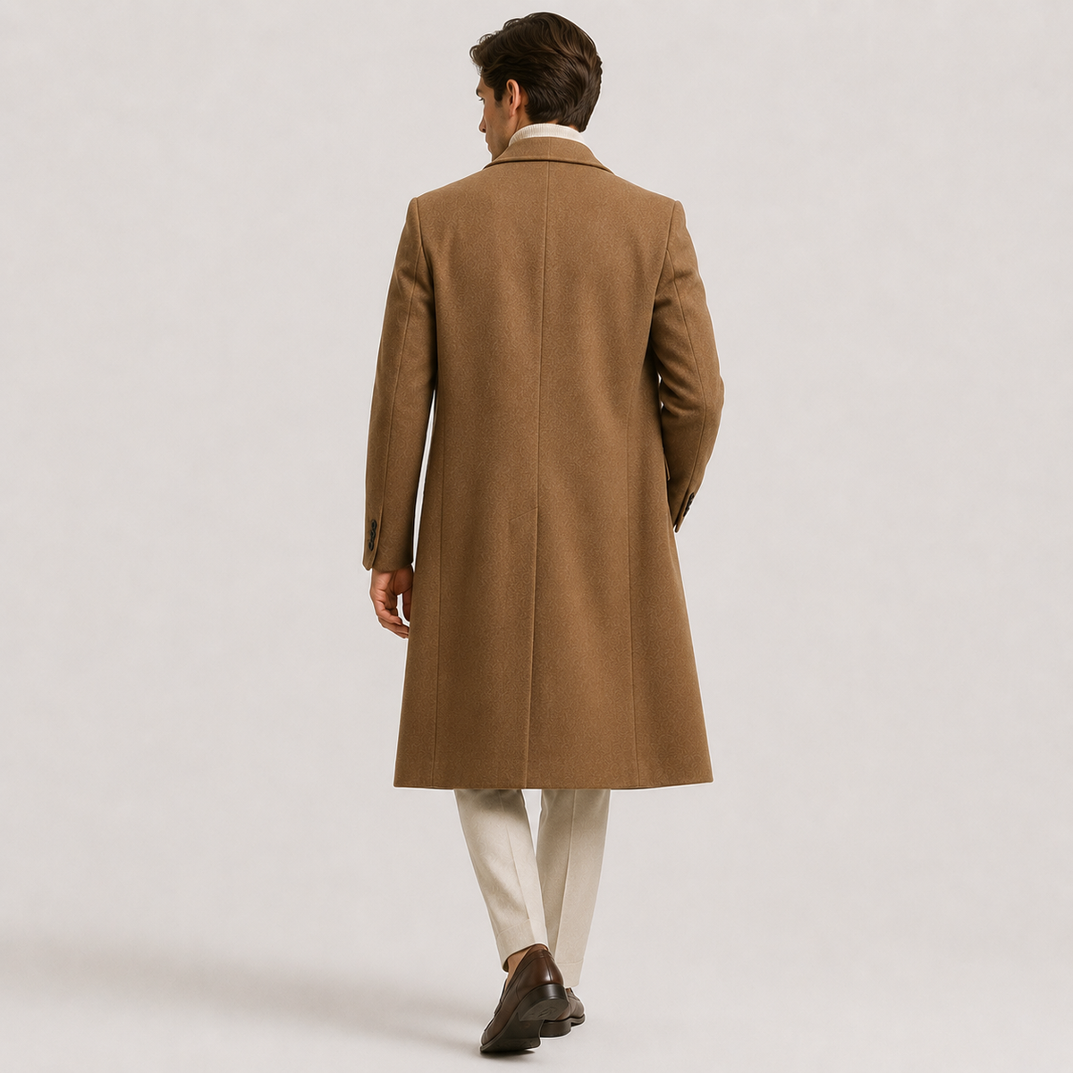 Manteau Long Croisé Effet Laine Homme Édouard