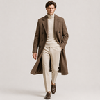 Manteau Long Croisé Effet Laine Homme Édouard