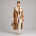 Manteau Long Col Fausse Fourrure Femme Marion