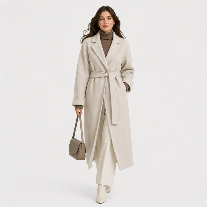 Manteau Long Ceinturé Portefeuille Femme Isabelle