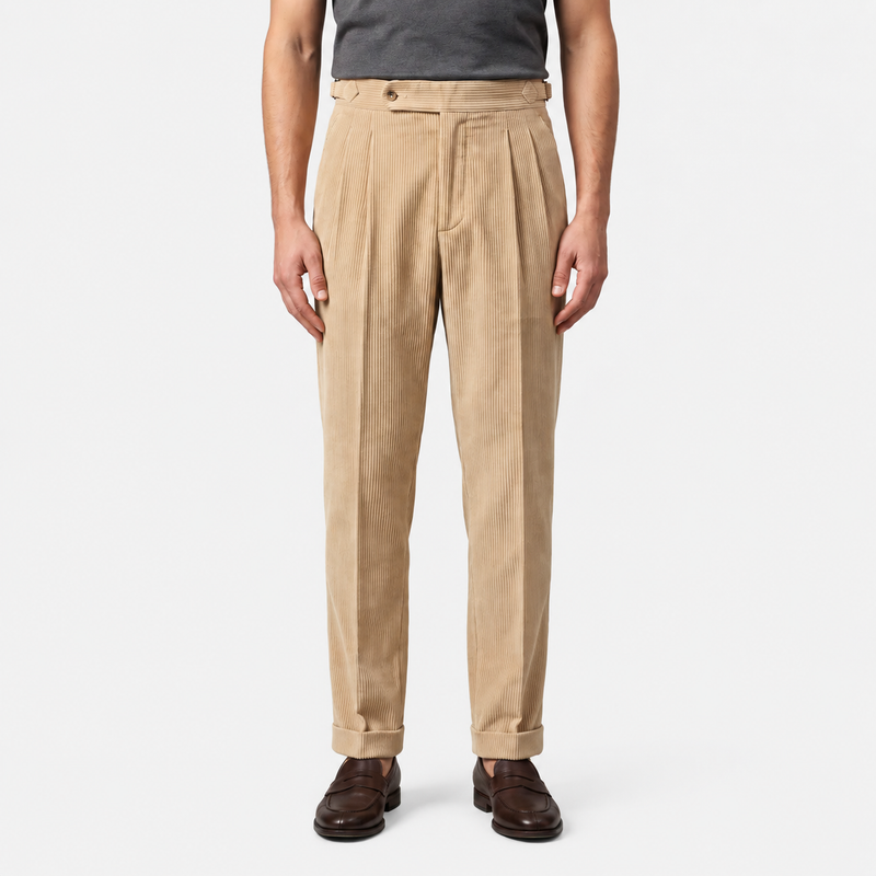 Pantalon Velours Côtelé à Pinces Homme Simon