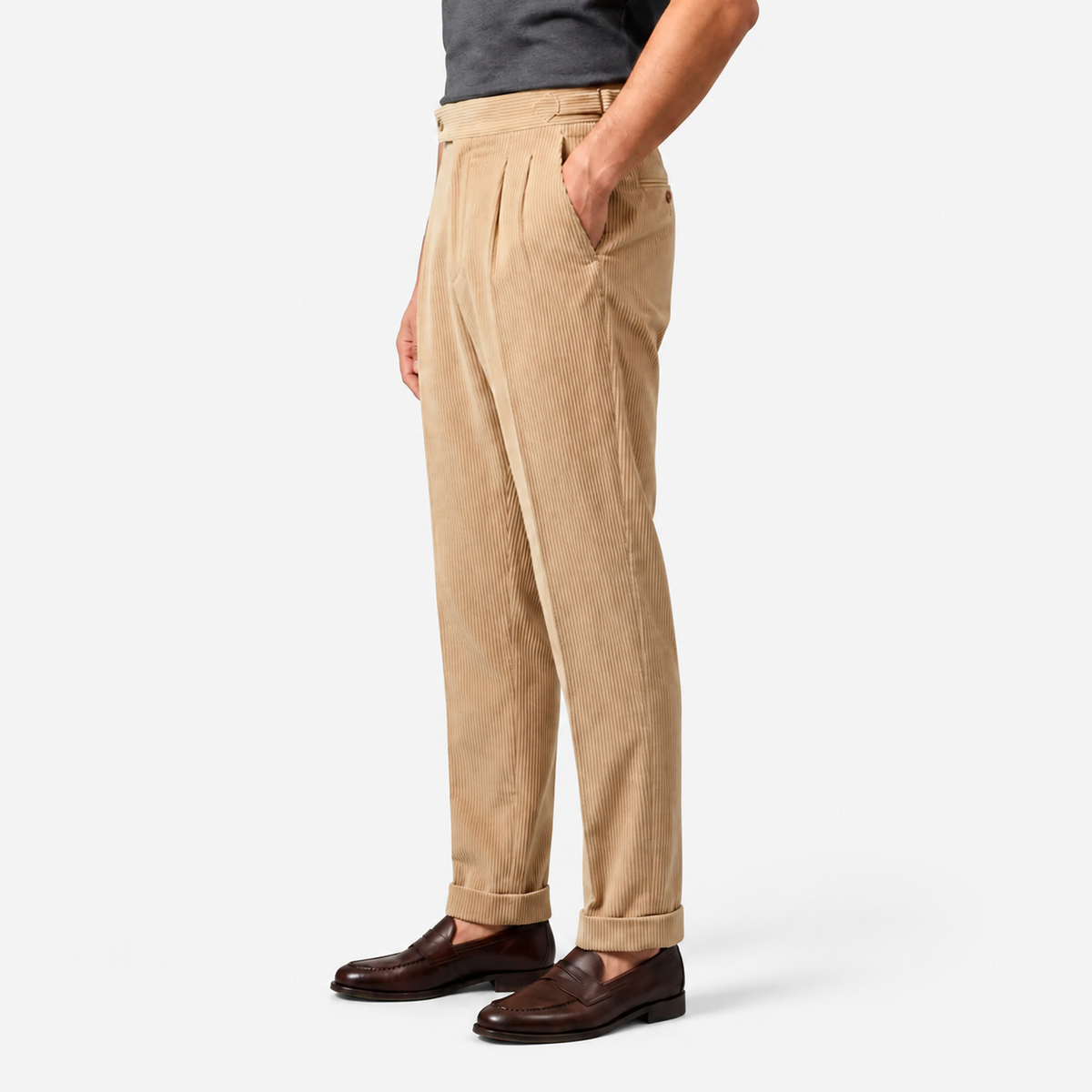 Pantalon Velours Côtelé à Pinces Homme Simon