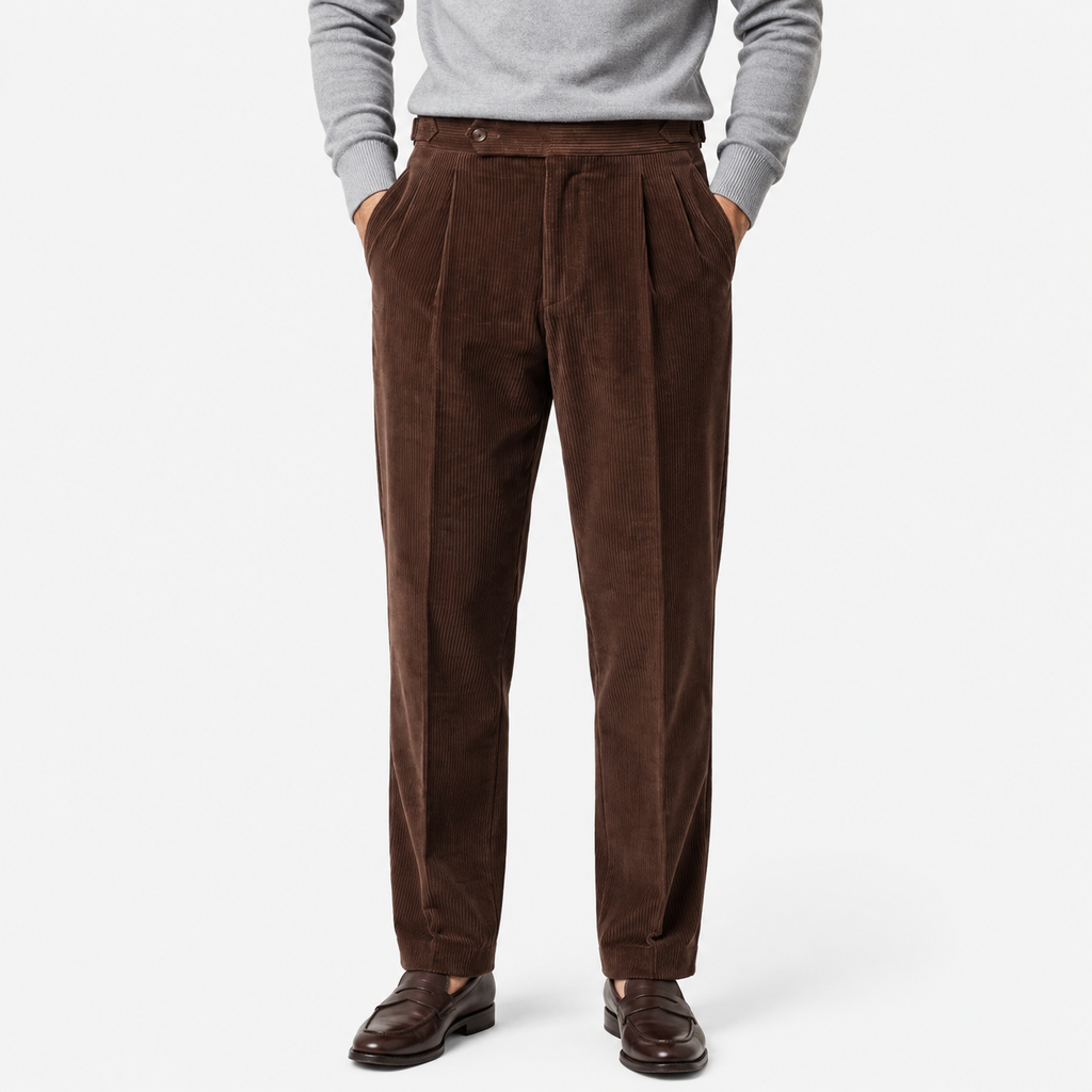 Pantalon Velours Côtelé à Pinces Homme Simon