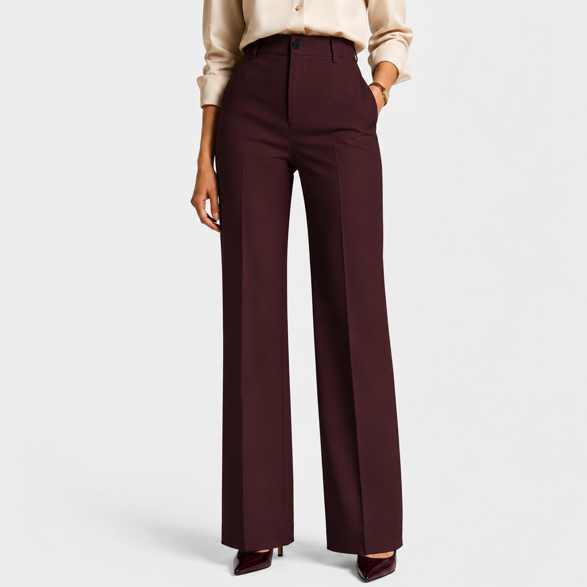 Pantalon Taille Haute Évasé Femme Ophélie