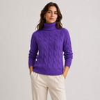 Pull Col Roulé Torsadé Doux en Maille Femme Clémence
