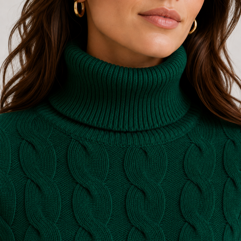 Pull Col Roulé Torsadé Doux en Maille Femme Clémence