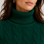 Pull Col Roulé Torsadé Doux en Maille Femme Clémence