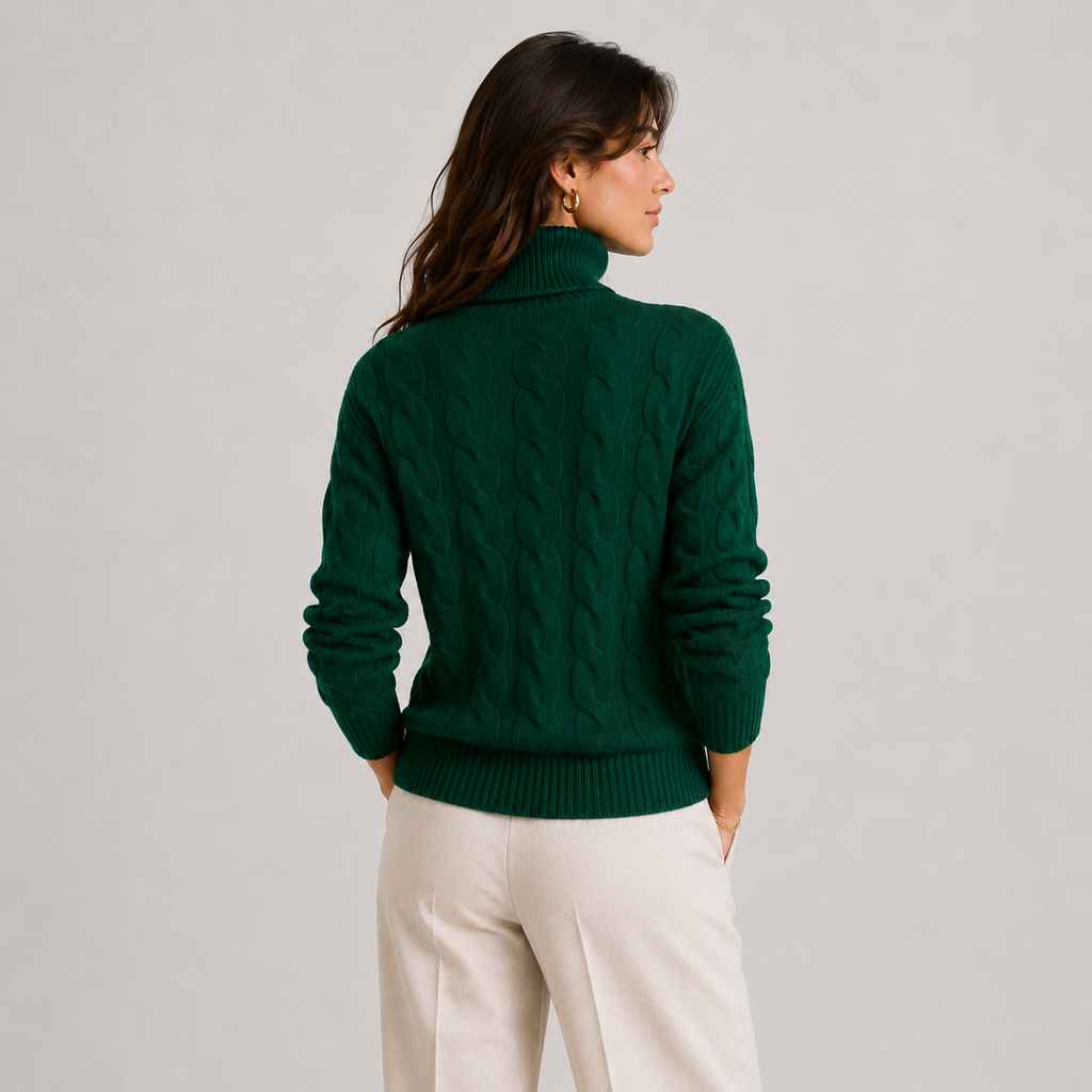 Pull Col Roulé Torsadé Doux en Maille Femme Clémence