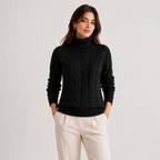 Pull Col Roulé Torsadé Doux en Maille Femme Clémence