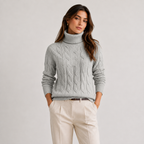 Pull Col Roulé Torsadé Doux en Maille Femme Clémence
