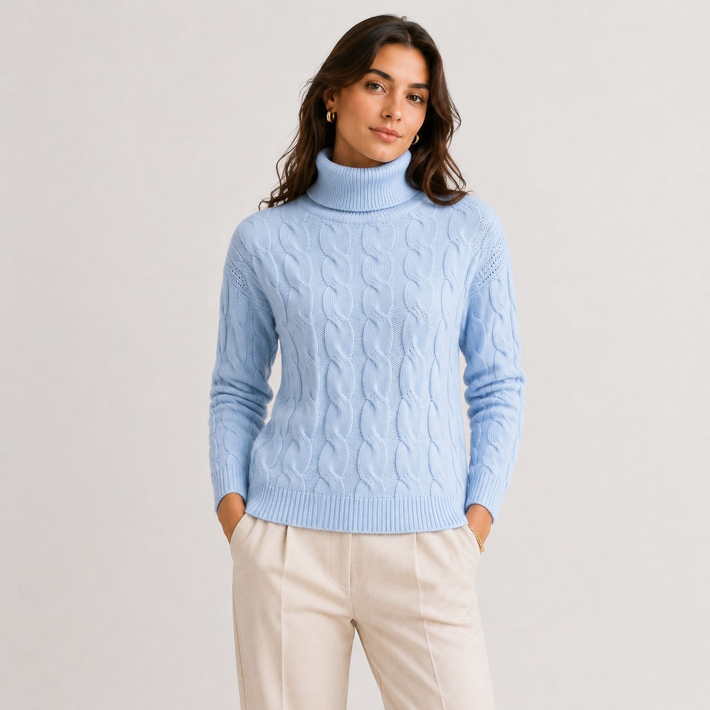 Pull Col Roulé Torsadé Doux en Maille Femme Clémence