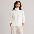 Pull Col Roulé Torsadé Doux en Maille Femme Clémence