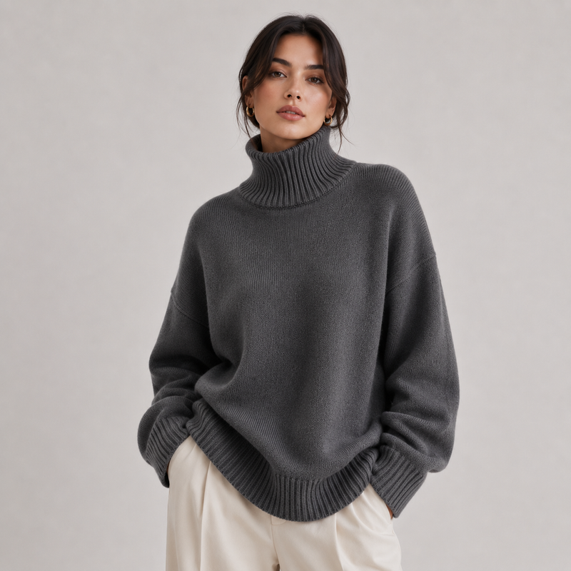 Pull Col Roulé Oversize en Maille Femme Zoé