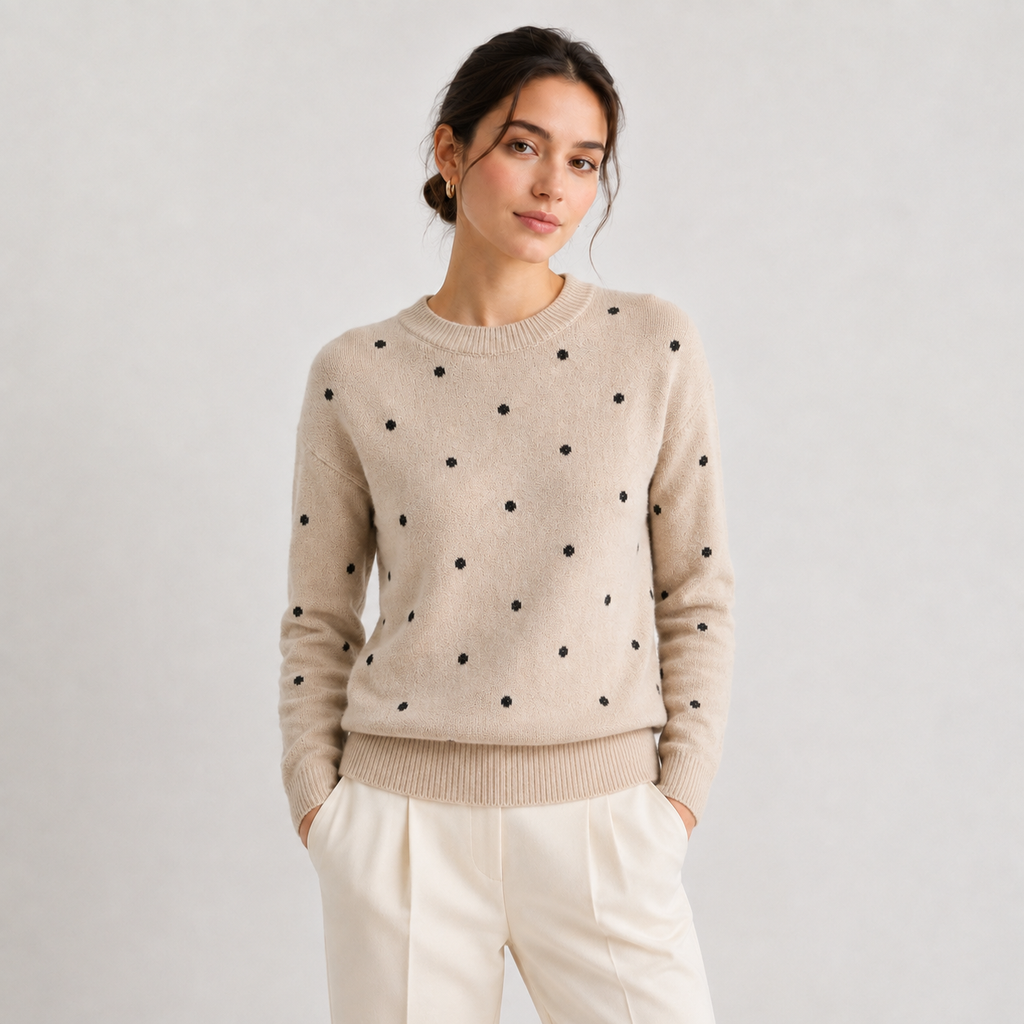 Pull à Pois Col Rond Femme Lucie