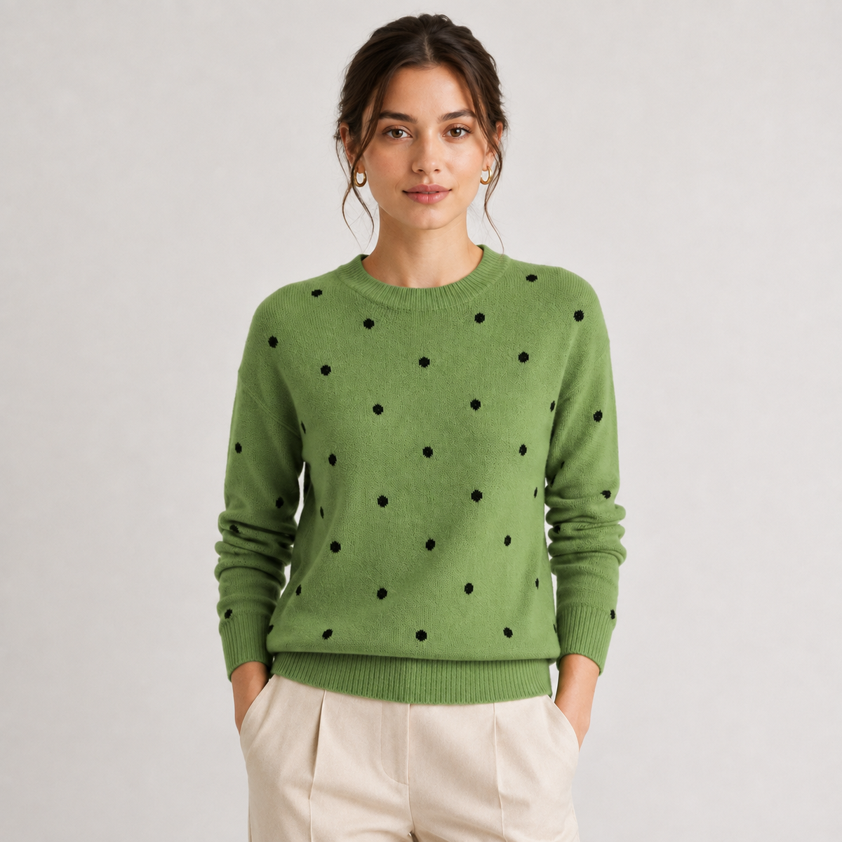 Pull à Pois Col Rond Femme Lucie