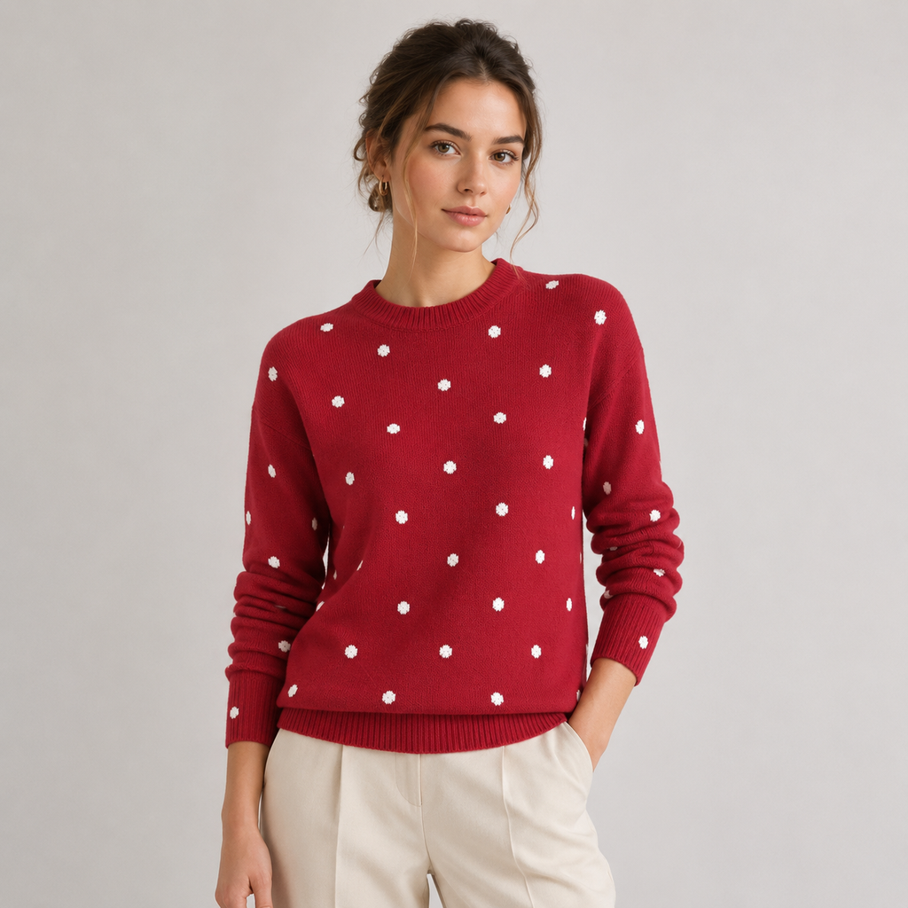 Pull à Pois Col Rond Femme Lucie
