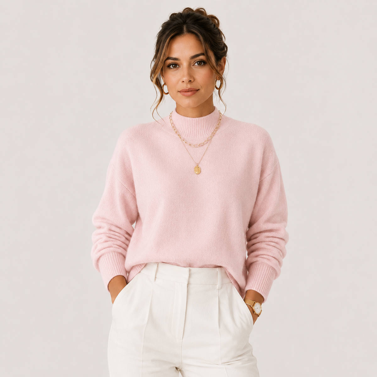 Pull Col Montant en Maille Femme Maëlle