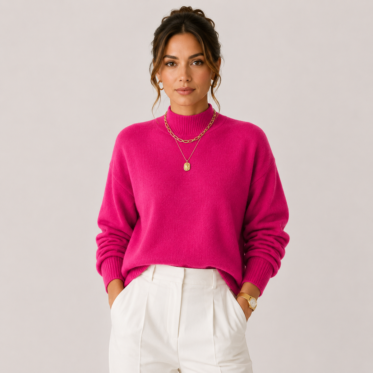Pull Col Montant en Maille Femme Maëlle