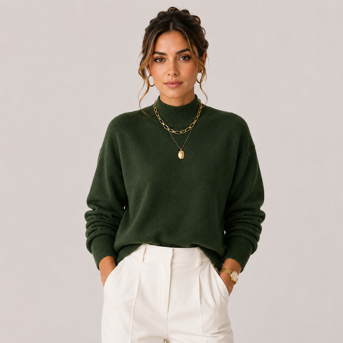 Pull Col Montant en Maille Femme Maëlle