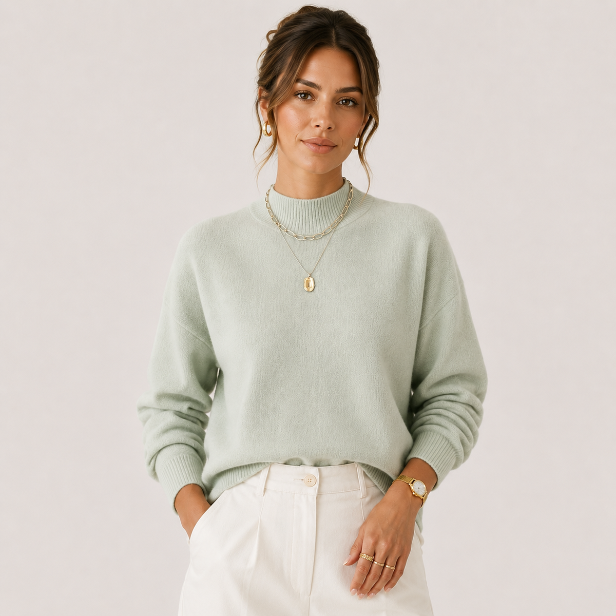 Pull Col Montant en Maille Femme Maëlle