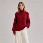 Pull Grosse Maille Col Montant Femme Ambre
