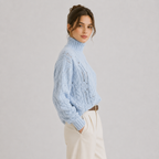 Pull Torsadé Col Roulé Grosse Maille Femme Valentine