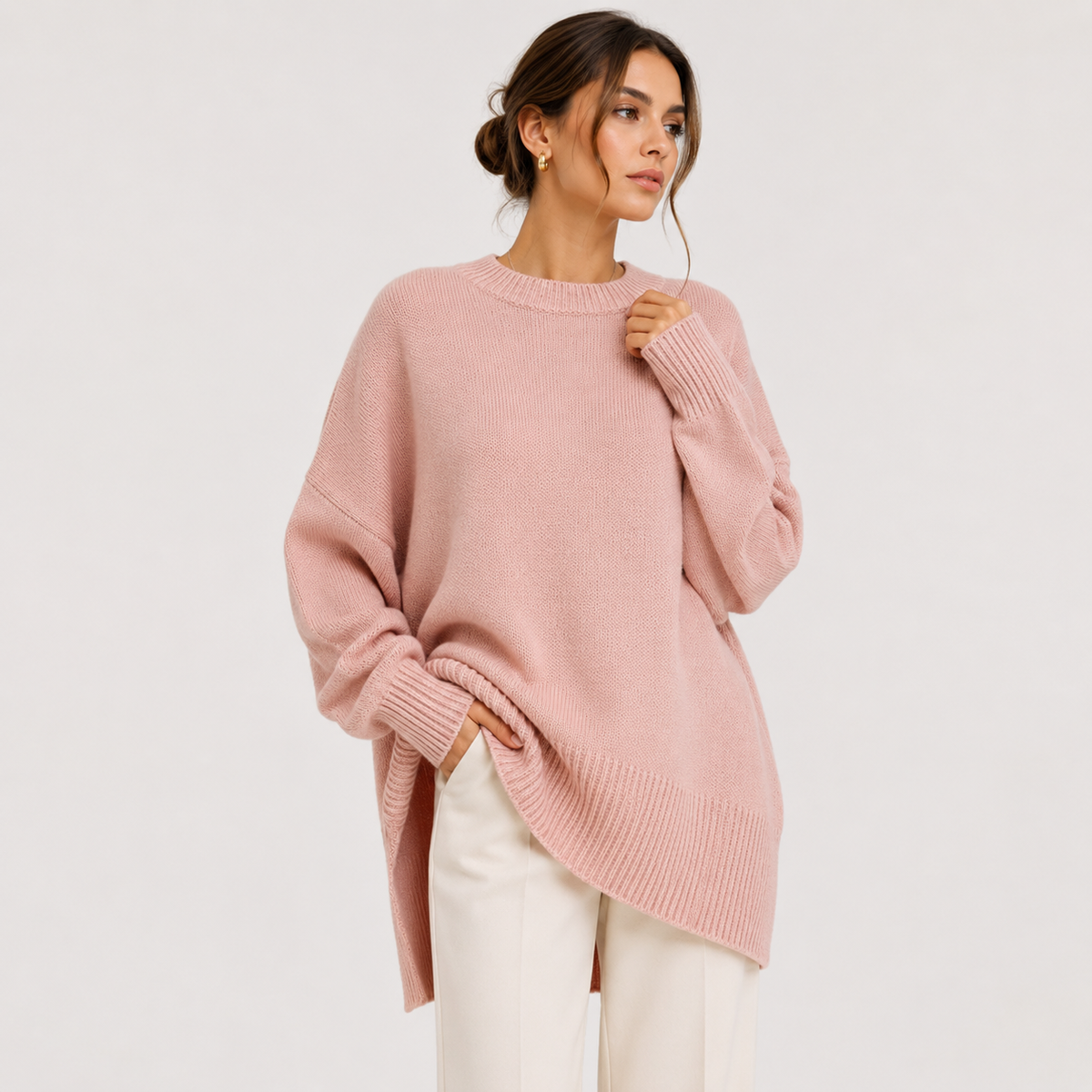 Pull Oversize Col Montant en Maille Femme Charlotte