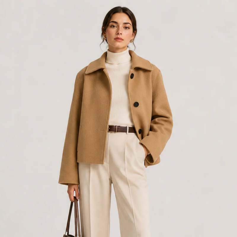 Manteau Court Effet Laine Femme Claire